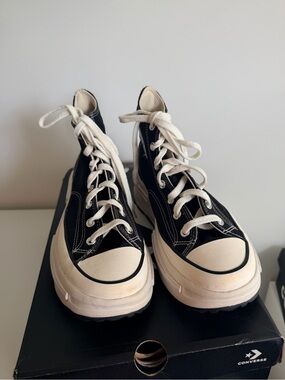 Converse Black Canvas High-Top Sneakers with white Soles size 9